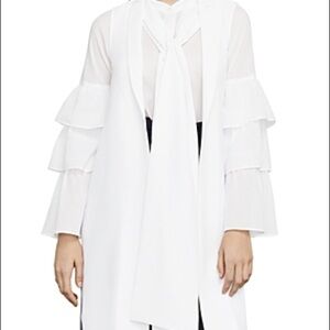 BCBGMAXAZRIA Sleeveless Long Vest White Size XXS